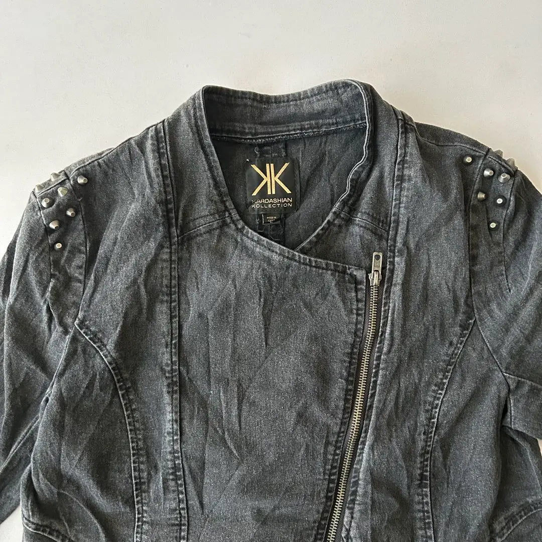 *Karadashian Dark Gray Rider-style Jacket with Studs