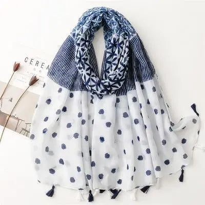 Large stole Summer Dot Pattern Indigo Blue Navy Indigo Dyeing Japanese Style Japanese Pattern Korea