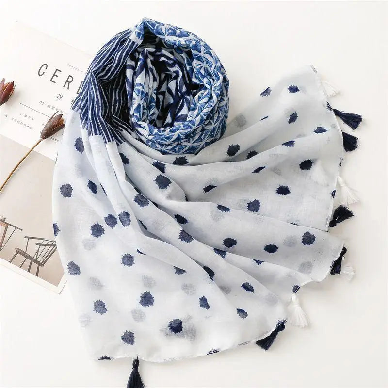 Large stole Summer Dot Pattern Indigo Blue Navy Indigo Dyeing Japanese Style Japanese Pattern Korea