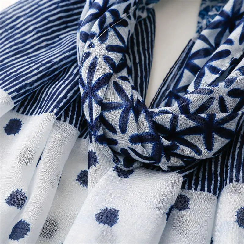 Large stole Summer Dot Pattern Indigo Blue Navy Indigo Dyeing Japanese Style Japanese Pattern Korea