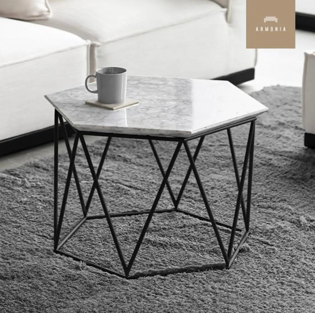 Armonia Side Table Sofa Table Coffee Table Natural Marble Hexagonal ①