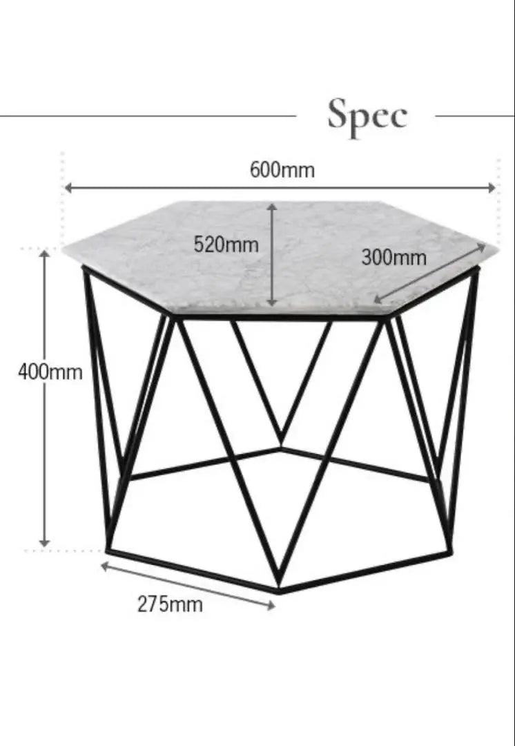 Mesa auxiliar Armonia Mesa de sofá Mesa de centro Mármol natural Hexagonal ①