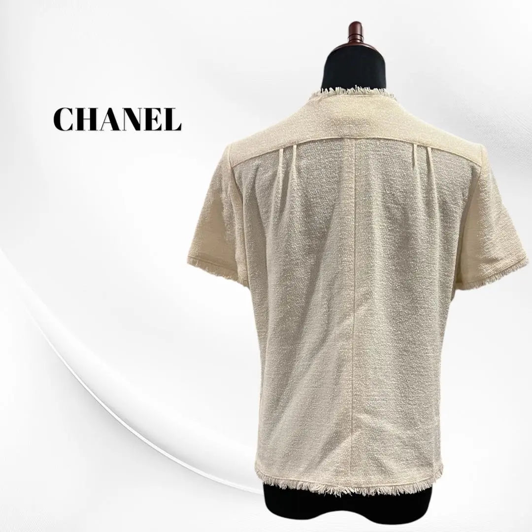 Chaqueta de tweed con botones Chanel Coco Mark popular de lujo | 高級 人気 CHANEL シャネル ココマークボタン ツイードジャケット