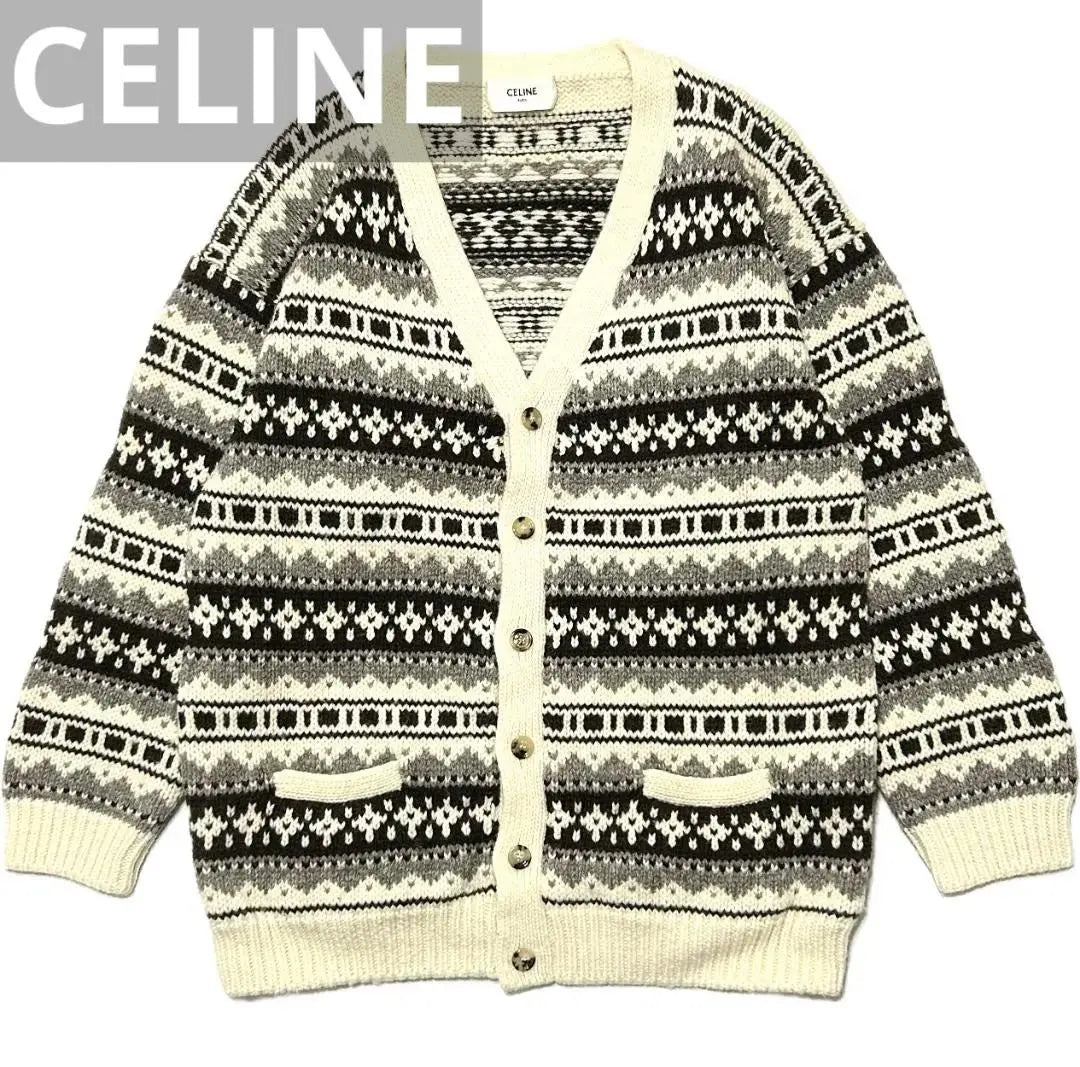 Genuine 21AW CELINE Fair Islebaha wool knit over cardigan XL