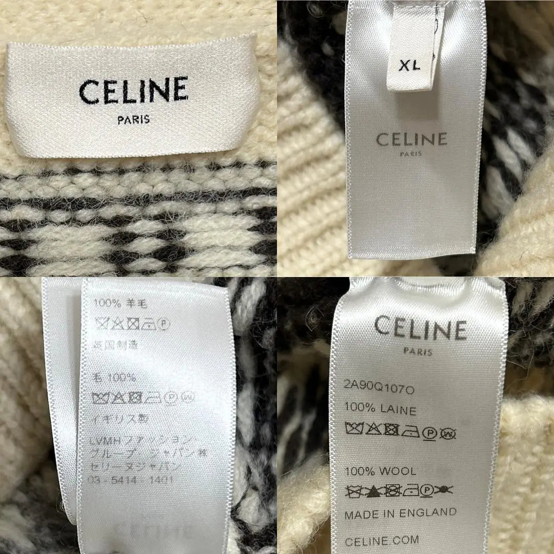 Genuine 21AW CELINE Fair Islebaha wool knit over cardigan XL