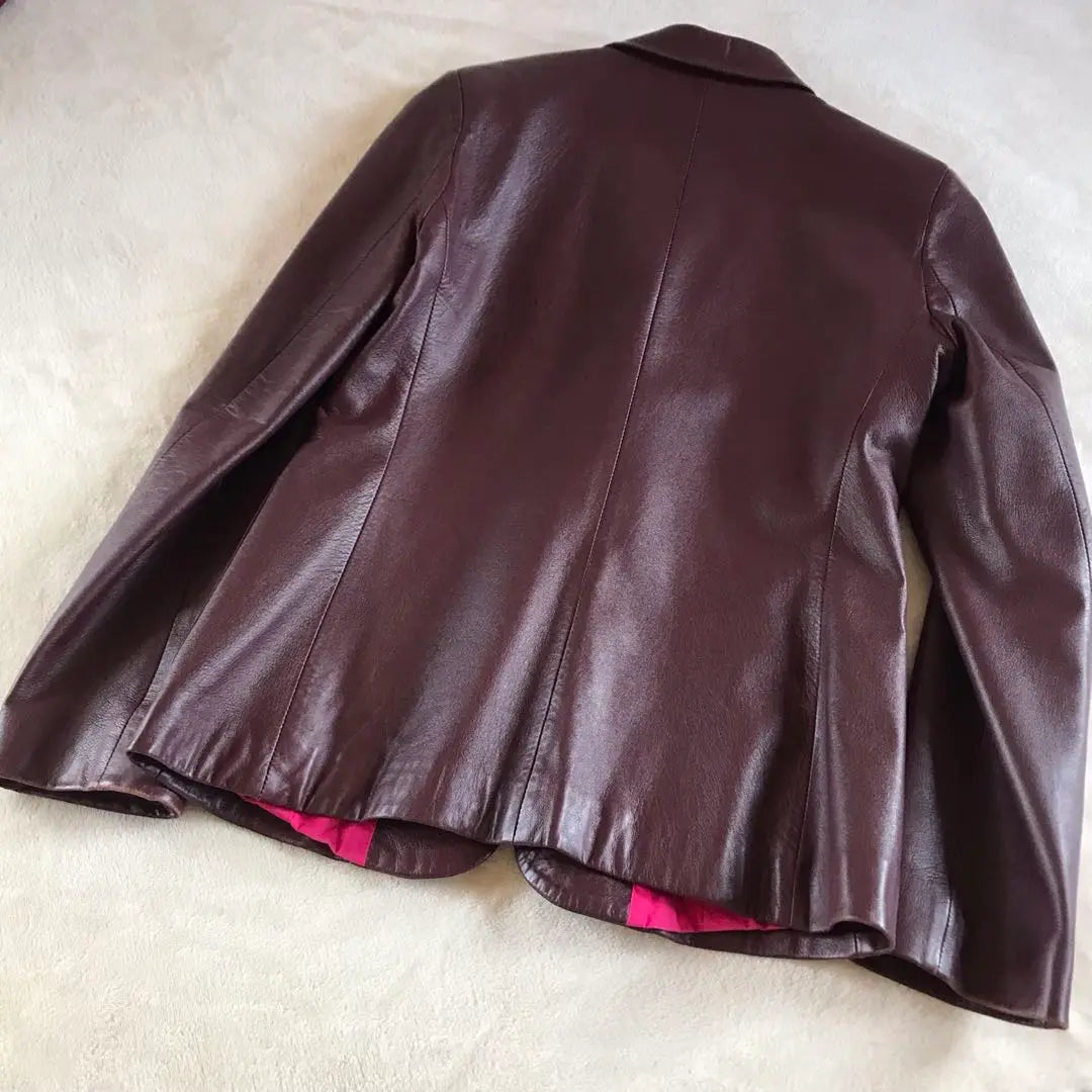 Vunge made of Italian sheep leather, equivalent to M, high-quality leather, lamb, bordeaux color, leather jacket