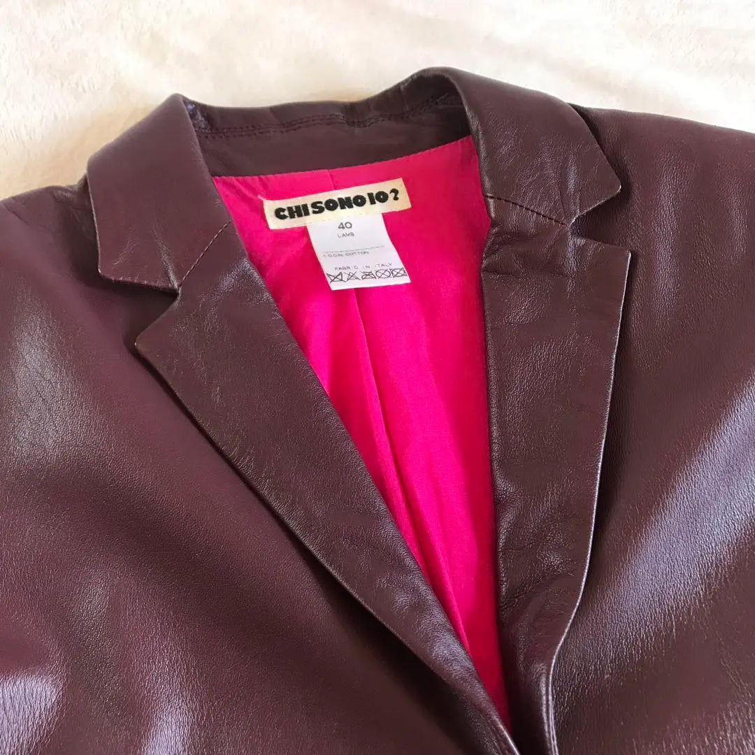 Vunge made of Italian sheep leather, equivalent to M, high-quality leather, lamb, bordeaux color, leather jacket