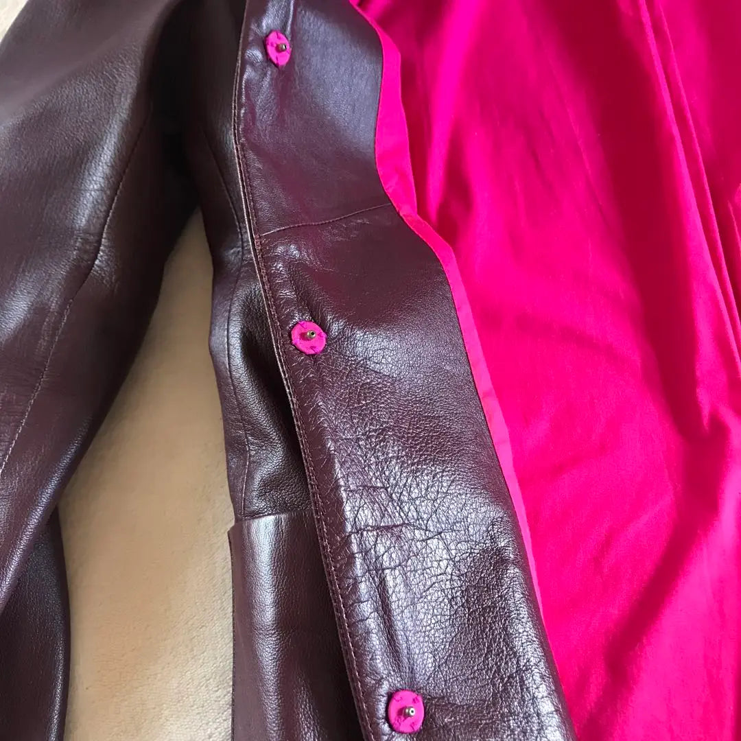 Vunge made of Italian sheep leather, equivalent to M, high-quality leather, lamb, bordeaux color, leather jacket