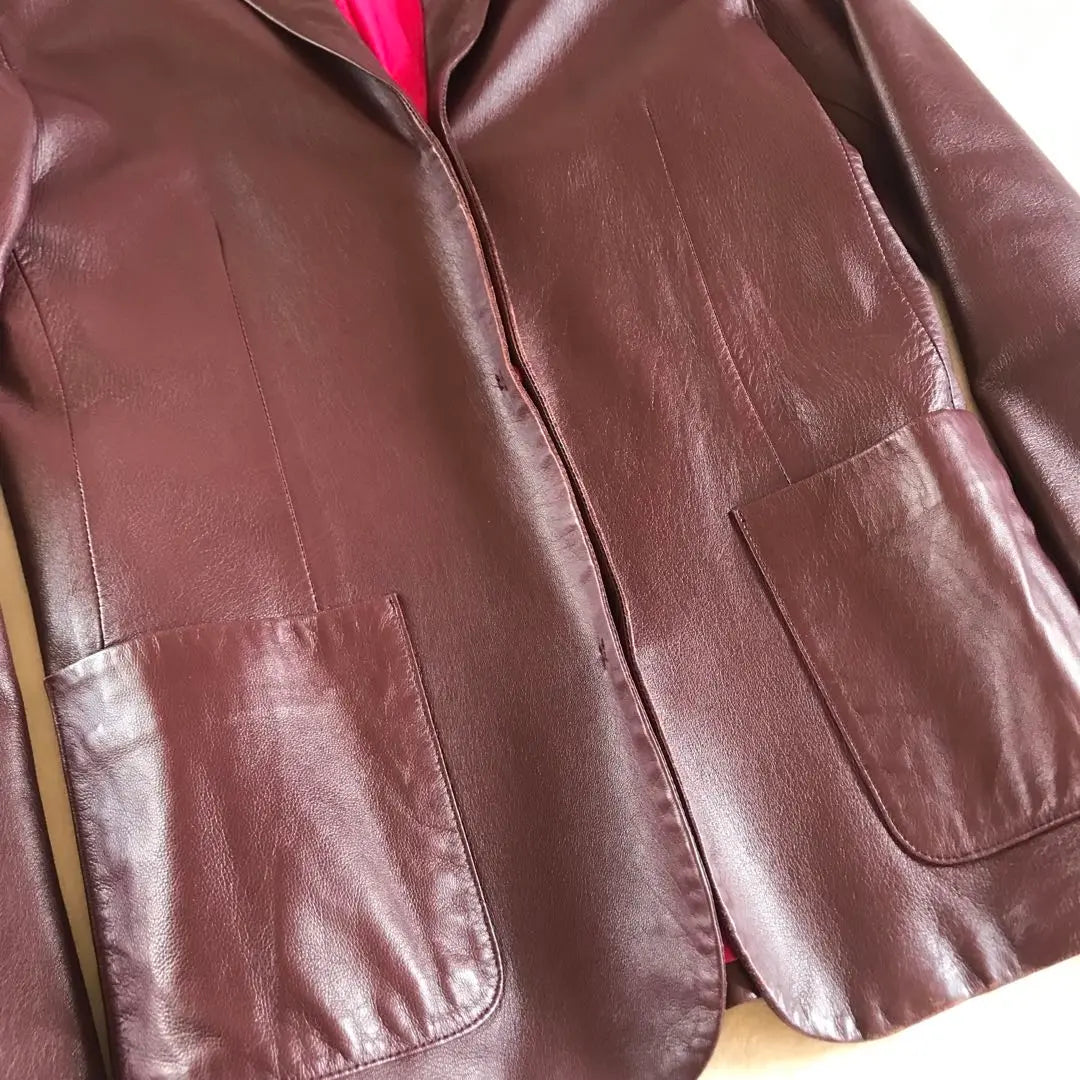 Vunge made of Italian sheep leather, equivalent to M, high-quality leather, lamb, bordeaux color, leather jacket