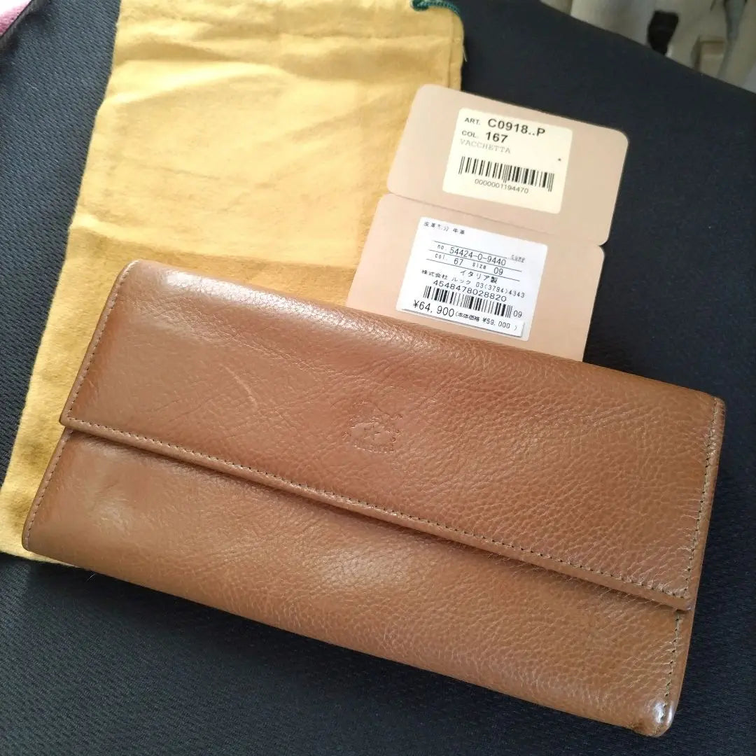 New Il Bisonte Large capacity Genuine leather Long wallet Wallet Brown