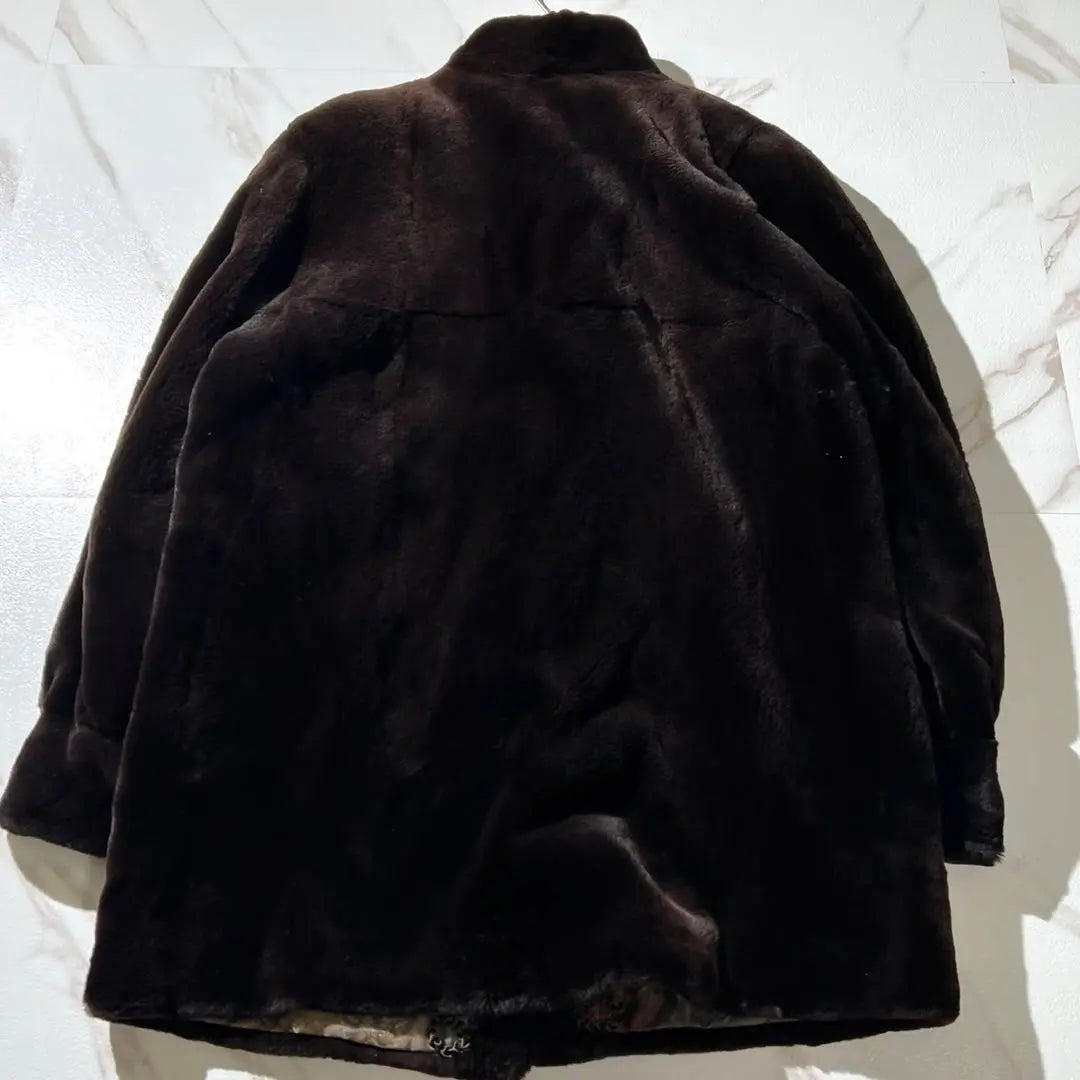 Unused Saga Mink Fur Coat, Full Lined Pattern, Loose, Dark Brown, XL