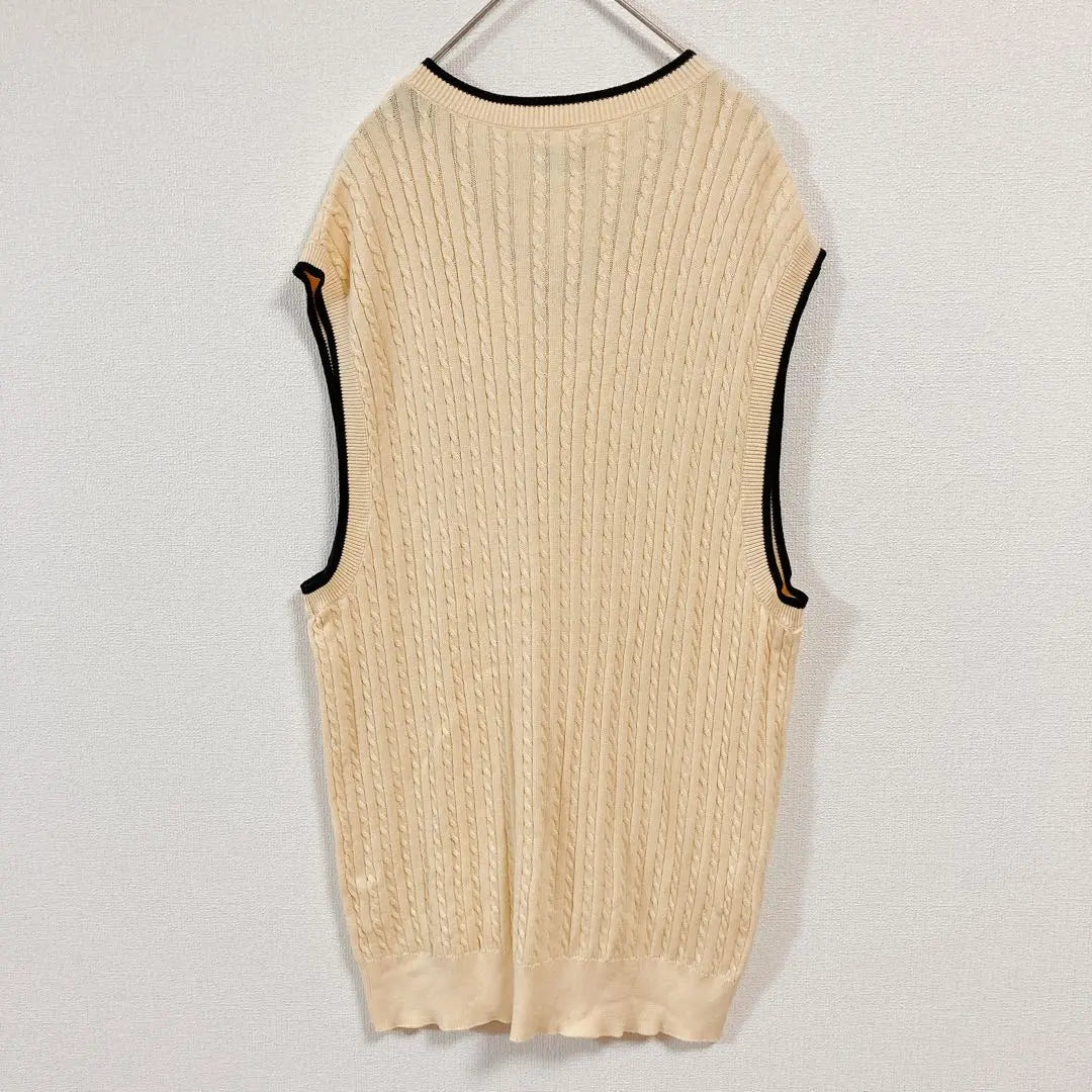 ◇Haggar◇Haggar◇Cable knit long vest Golf wear 100 cotton