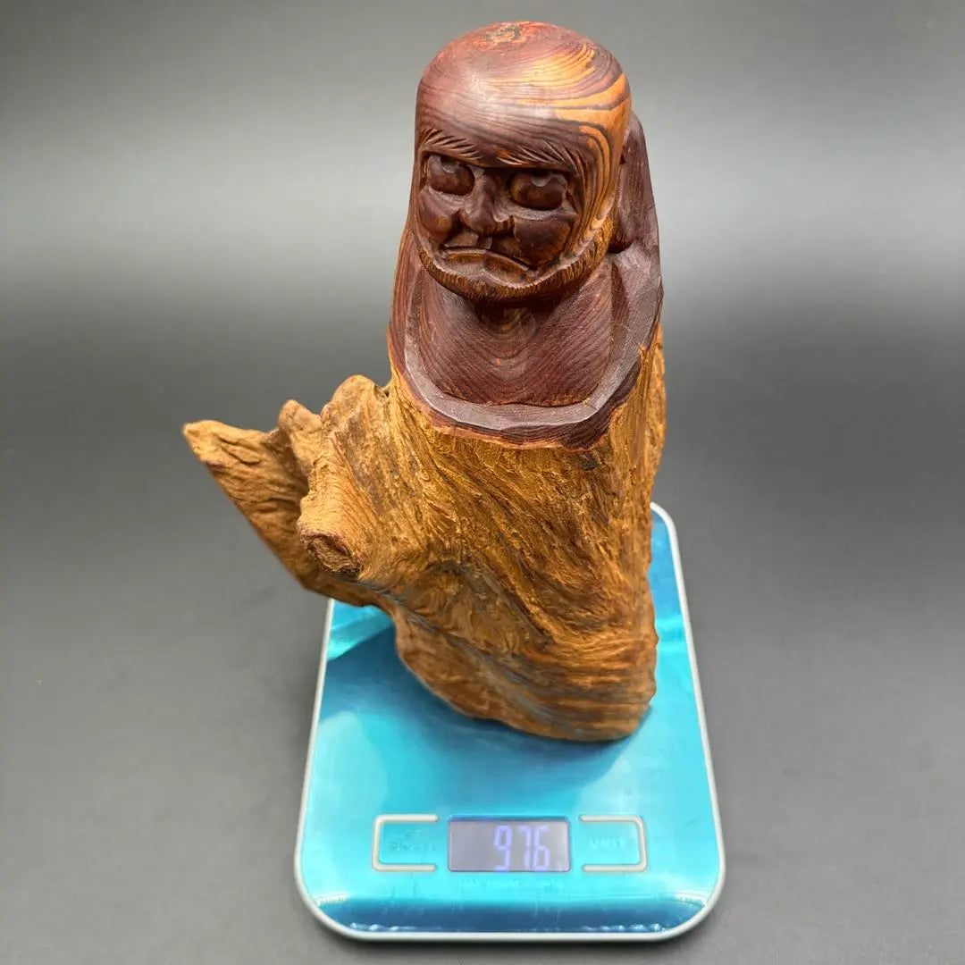 ★ Period Daruma Daishi Wood Carved Ornament Inscribed ★