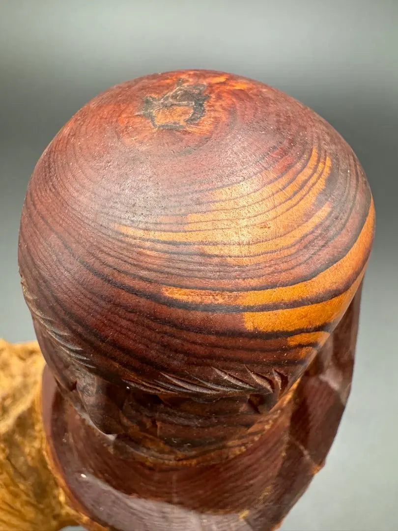 ★ Period Daruma Daishi Wood Carved Ornament Inscribed ★