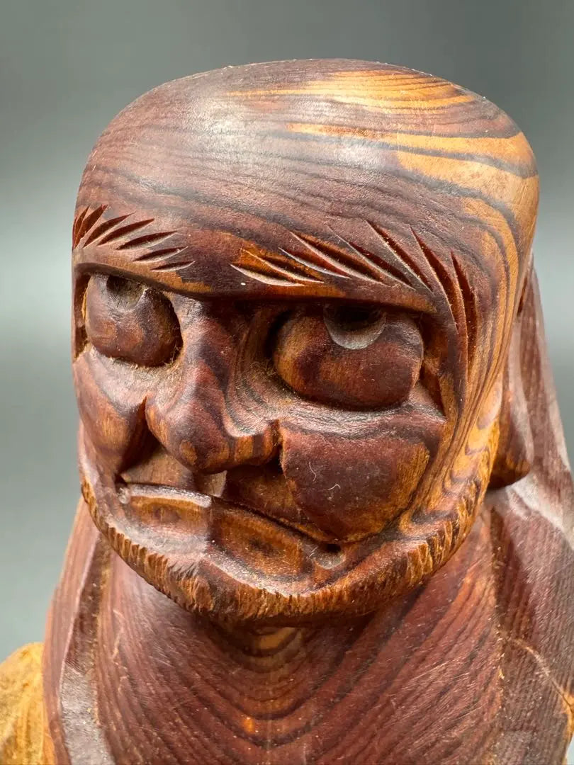 ★ Period Daruma Daishi Wood Carved Ornament Inscribed ★