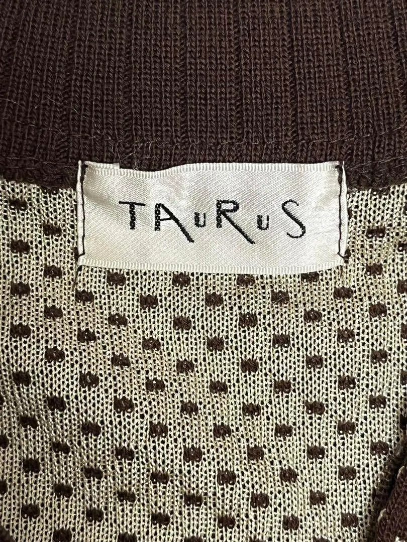 TAuRuS Taurus Front Zip Knit Jacket All-over Pattern Embroidered Brown