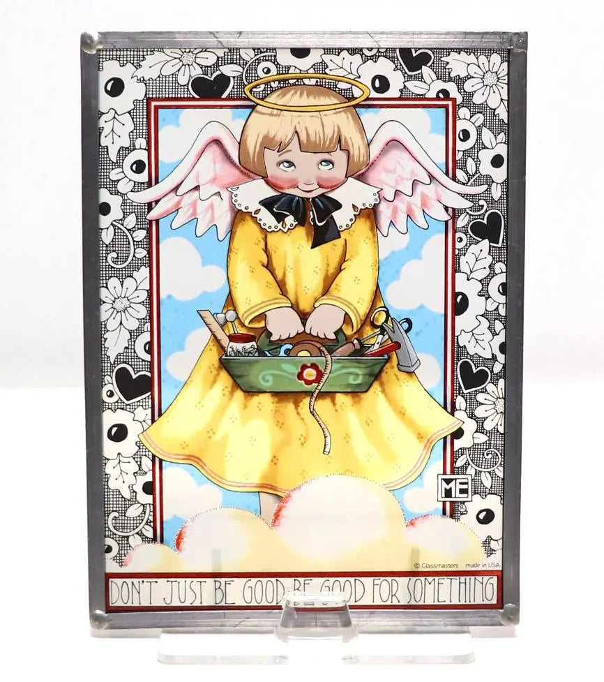 Mary Engel Bright Vintage Stained Glass Girl Angel