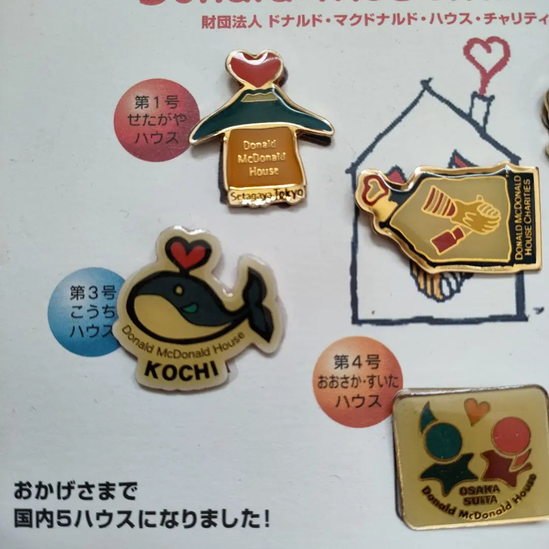 [Not for sale] Super rare rare product McDonald's Pin Badge 6 with mount | 【非売品】超レア　希少品　マクドナルド　ピンバッジ６個　台紙付き