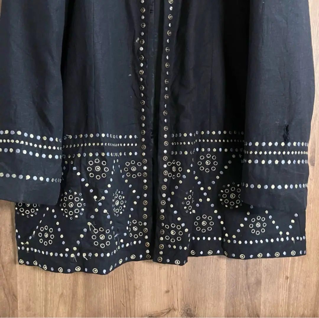 Retro jacket, buttonless, unique, studs, embroidery, vintage clothing, black, LO5