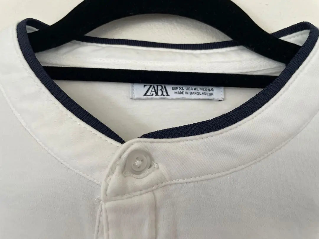 [ZARA/Zara] Camiseta Cuello Henry Blanca XL | 【ZARA/ザラ】 XL ホワイト ヘンリーネック Tシャツ