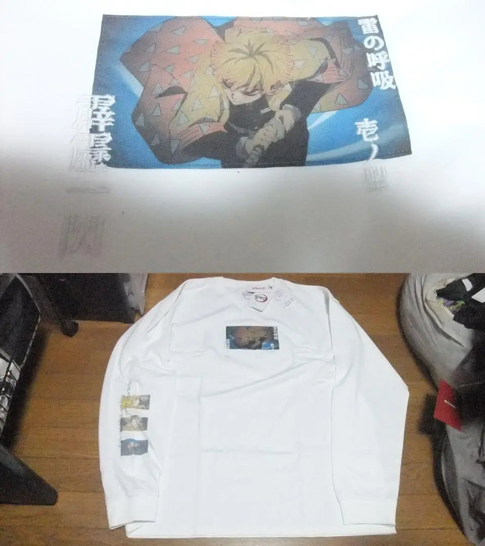 New Demon Slayer: Kimetsu no Yaiba Agatsuma Zenitsu Collaboration Graniff Long T-shirt Long T-shirt White XL