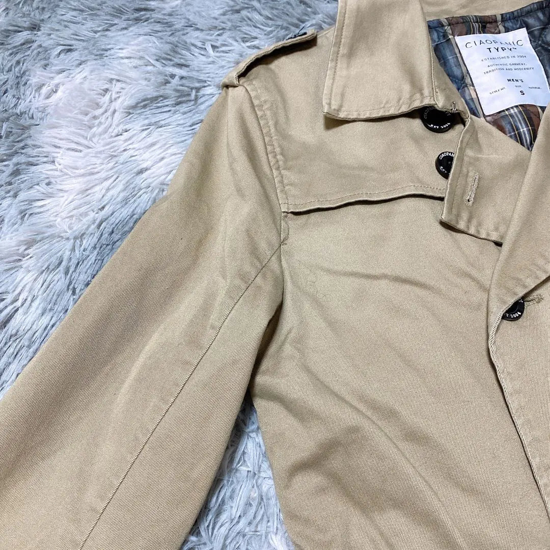 [Chao Panic Tip] Trench Coat (S) Beige with Belt, Padded Vest