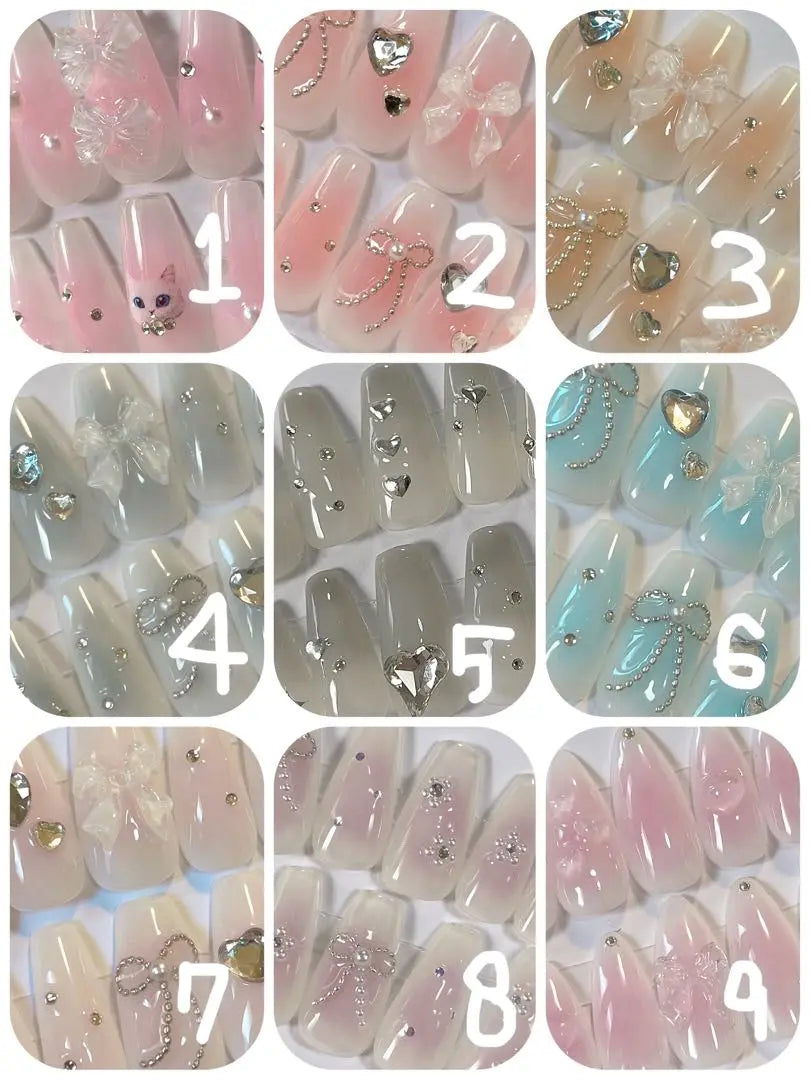 [Nail Tip Order] Cheek Color Changeable Chain Silver Flash Glitter Blue