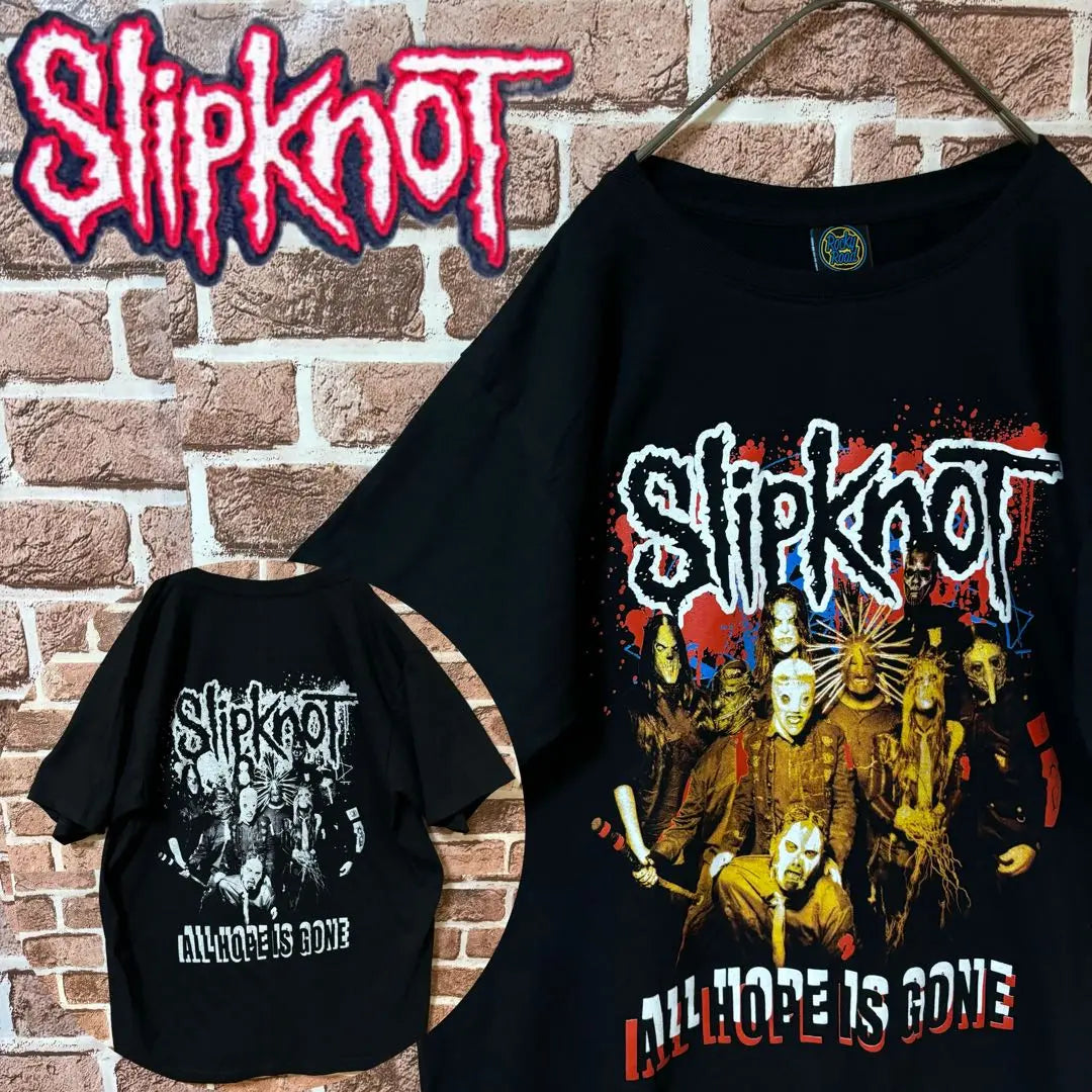 [Muy popular❗️] Camiseta de la banda Slipknot☆ Estampado de doble cara Logotipo grande Estampado de doble cara