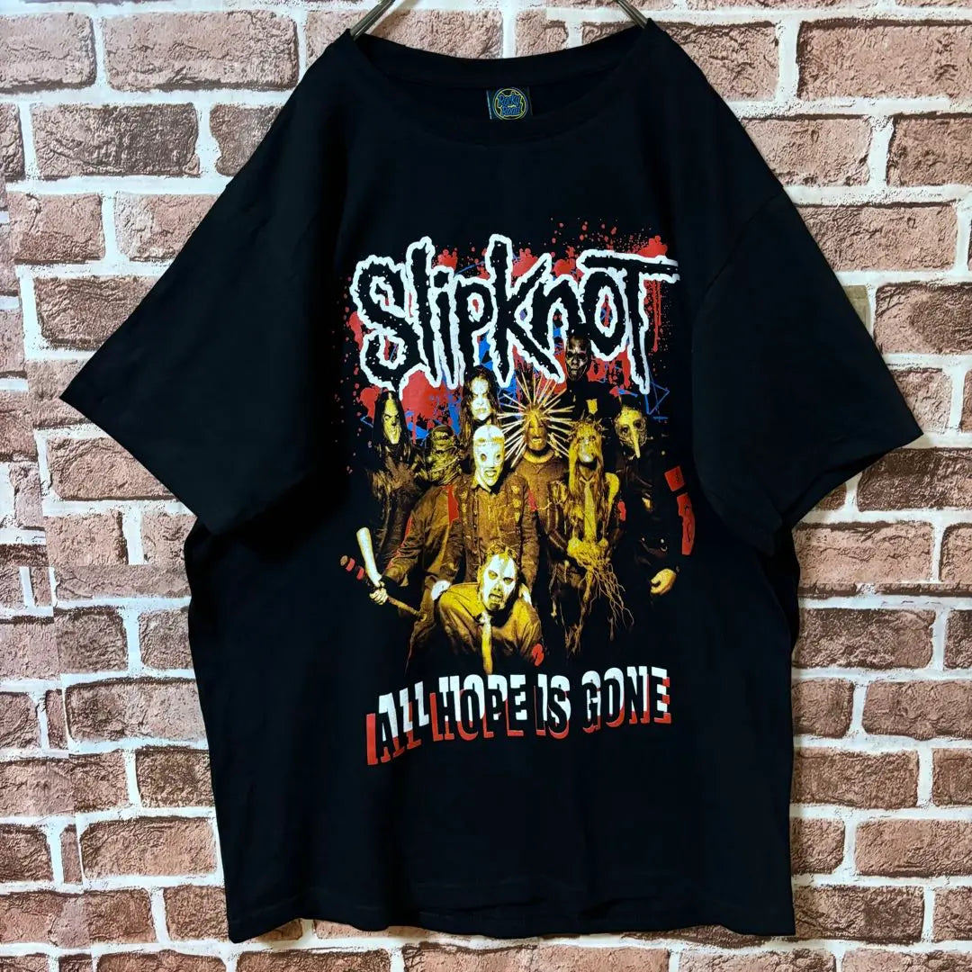 [Muy popular❗️] Camiseta de la banda Slipknot☆ Estampado de doble cara Logotipo grande Estampado de doble cara