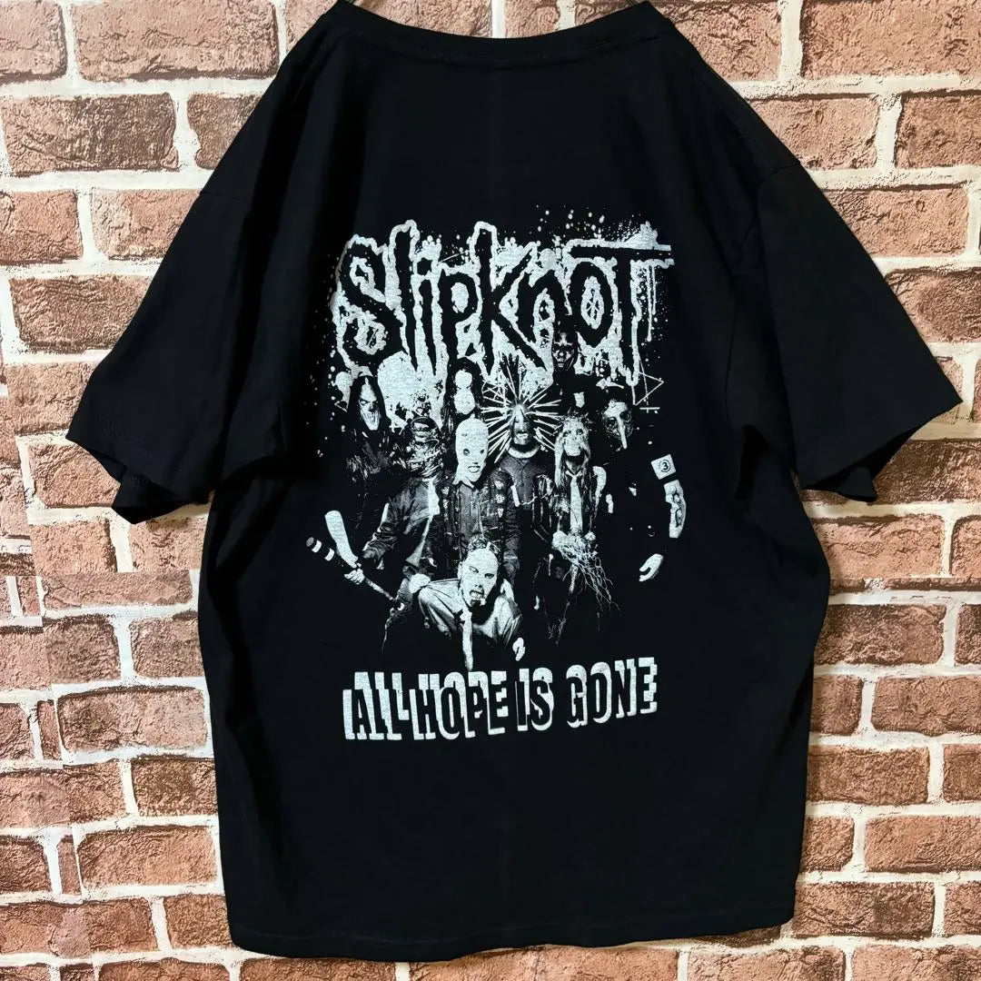 [Muy popular❗️] Camiseta de la banda Slipknot☆ Estampado de doble cara Logotipo grande Estampado de doble cara