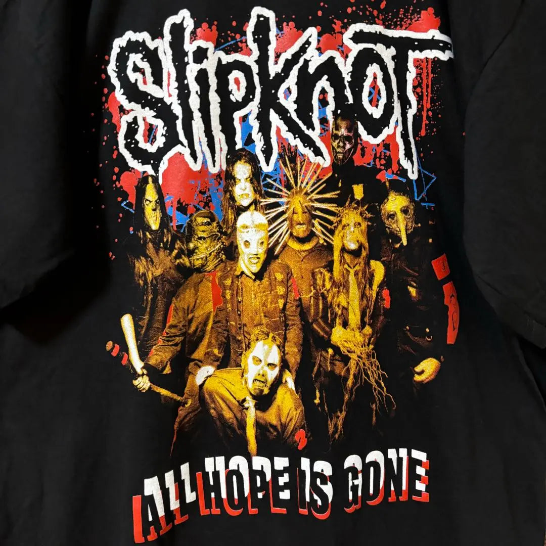 [Muy popular❗️] Camiseta de la banda Slipknot☆ Estampado de doble cara Logotipo grande Estampado de doble cara