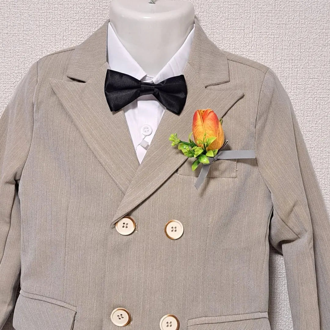 [New] Formal ◎ Boys' suit 5-piece set, beige, size 120 b