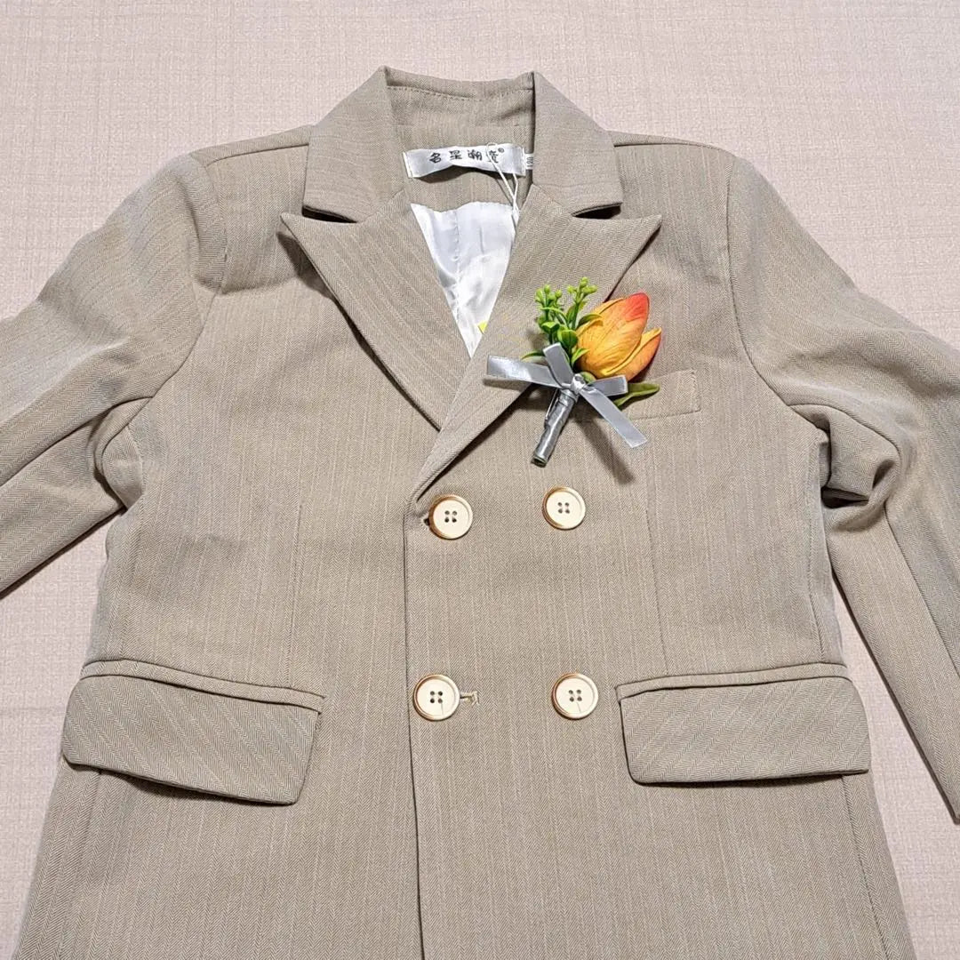 [New] Formal ◎ Boys' suit 5-piece set, beige, size 120 b