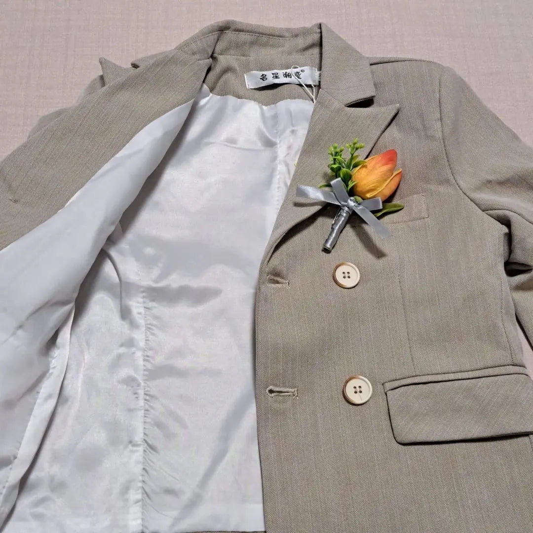 [New] Formal ◎ Boys' suit 5-piece set, beige, size 120 b