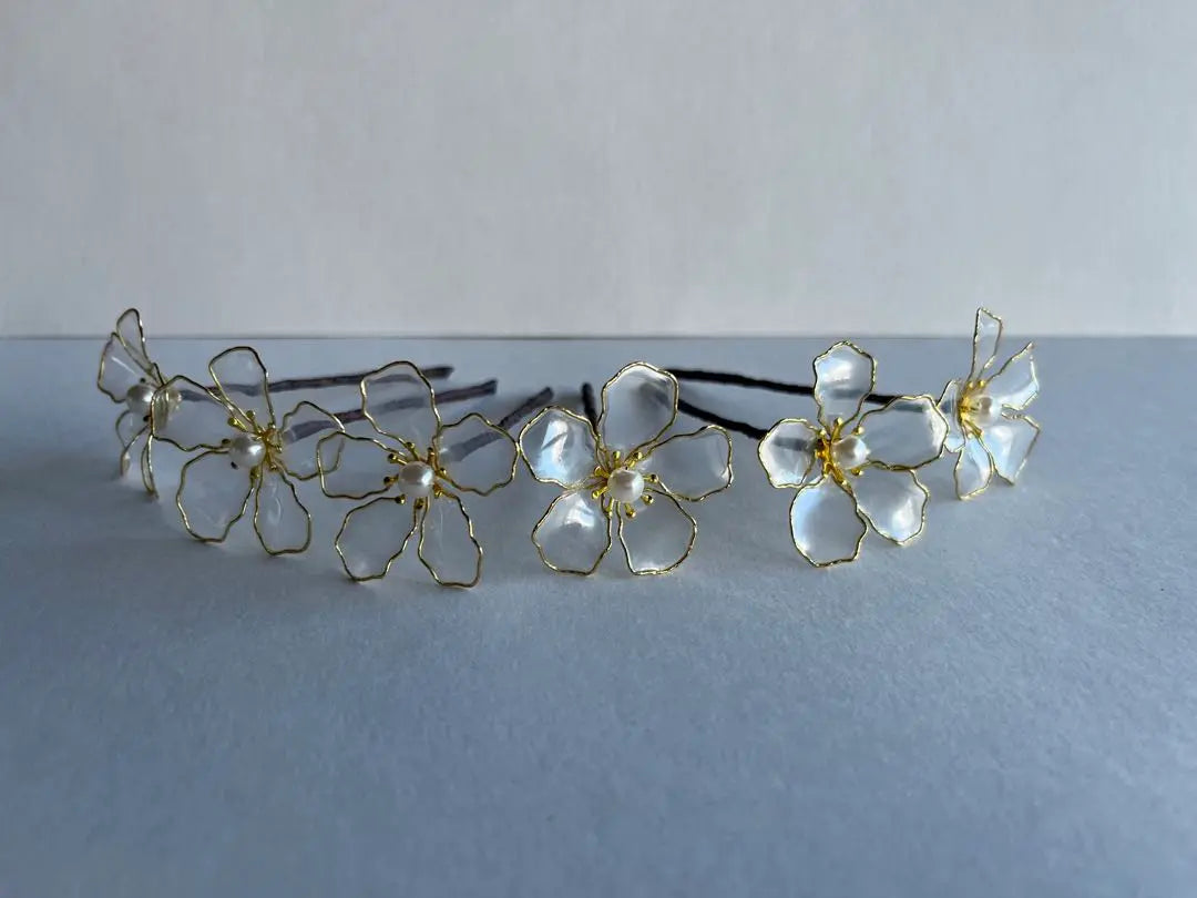 American flower hair ornament, set of 6 small flowers, party, wedding, graduation, braided