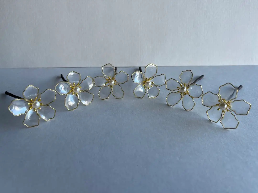 American flower hair ornament, set of 6 small flowers, party, wedding, graduation, braided