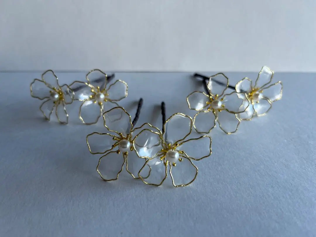 American flower hair ornament, set of 6 small flowers, party, wedding, graduation, braided