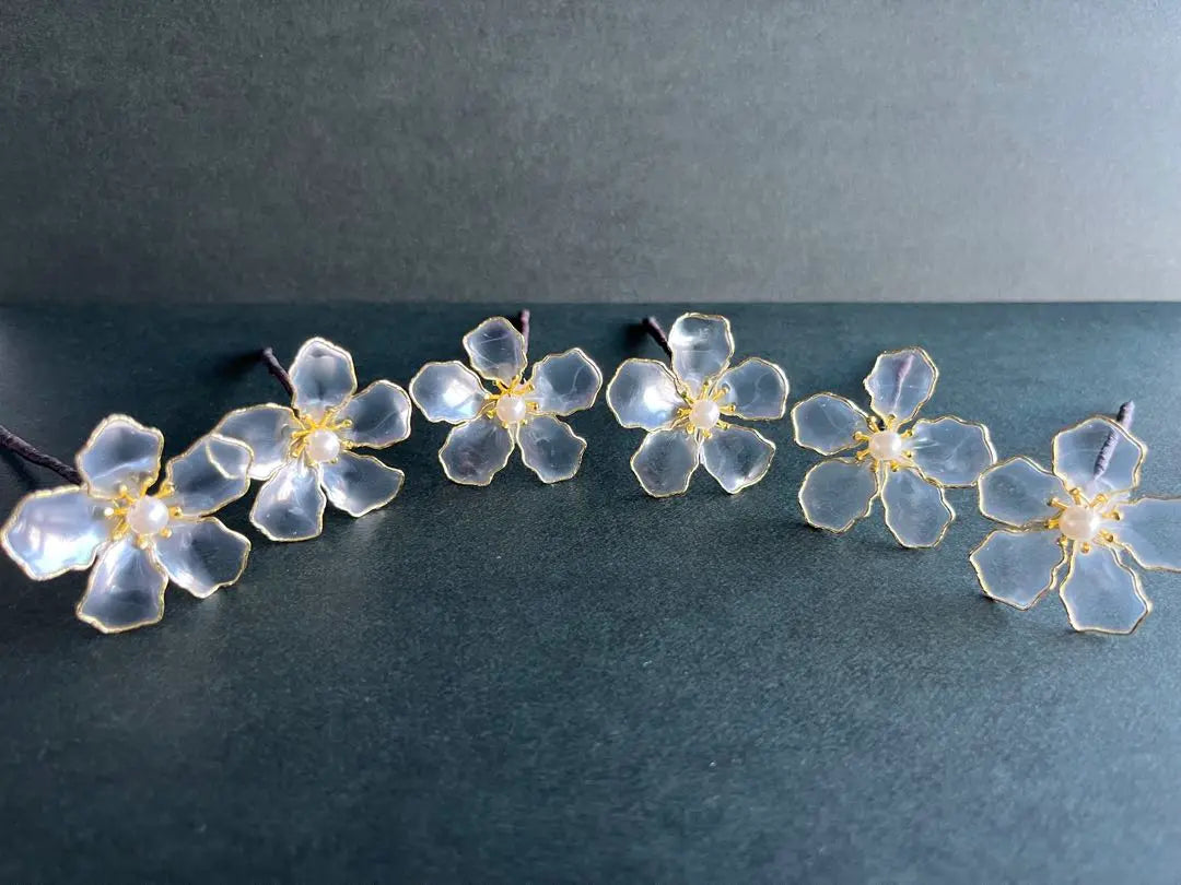 American flower hair ornament, set of 6 small flowers, party, wedding, graduation, braided