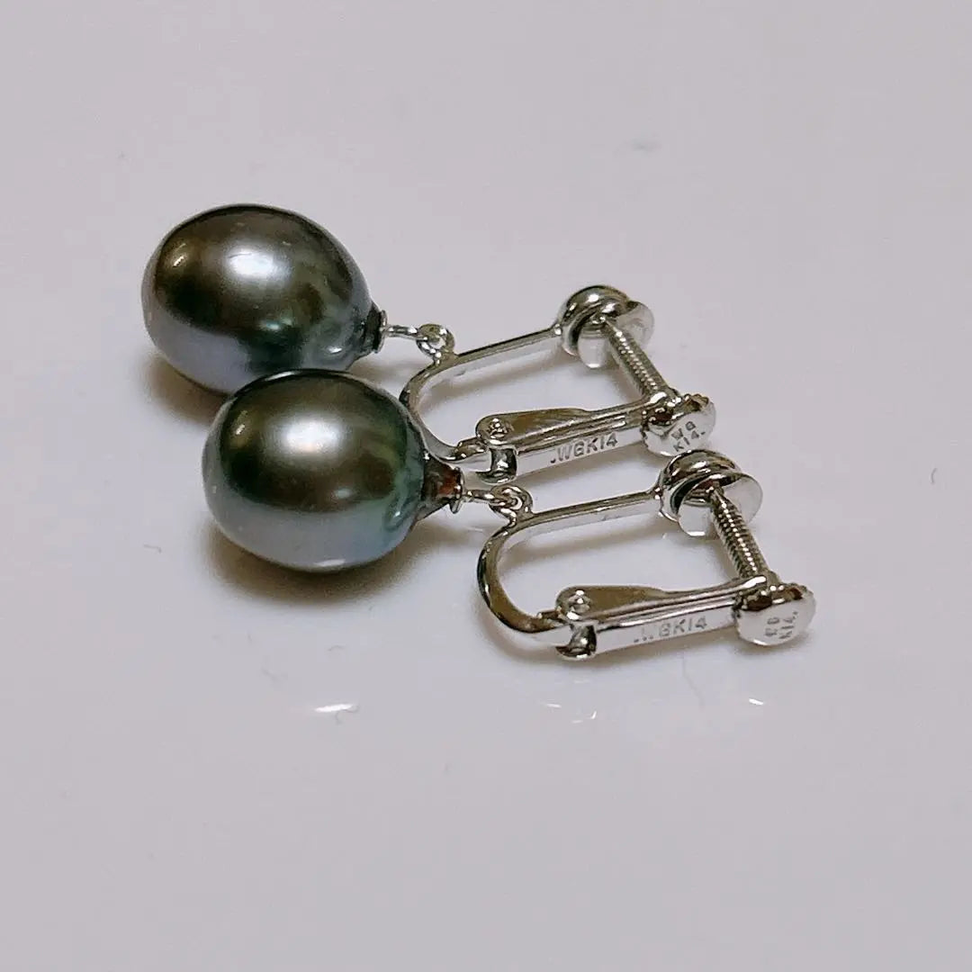 K14WG Pearl Black Pearl Baroque Earrings Vintage