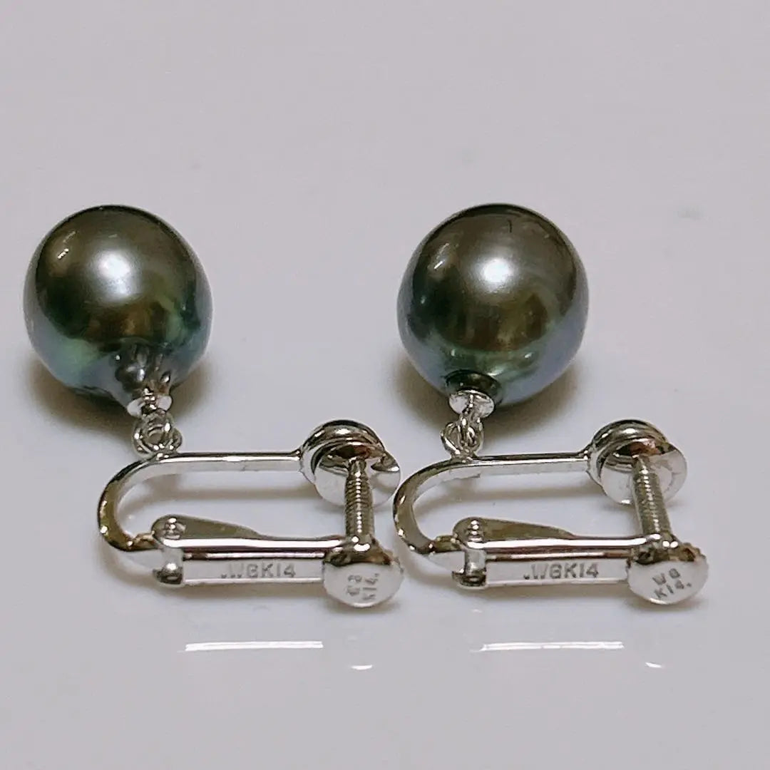 K14WG Pearl Black Pearl Baroque Earrings Vintage