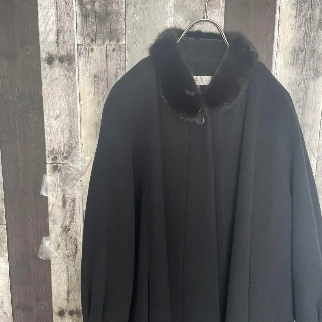 Cashmere wool coat, long size 11, L, black, wings, outerwear