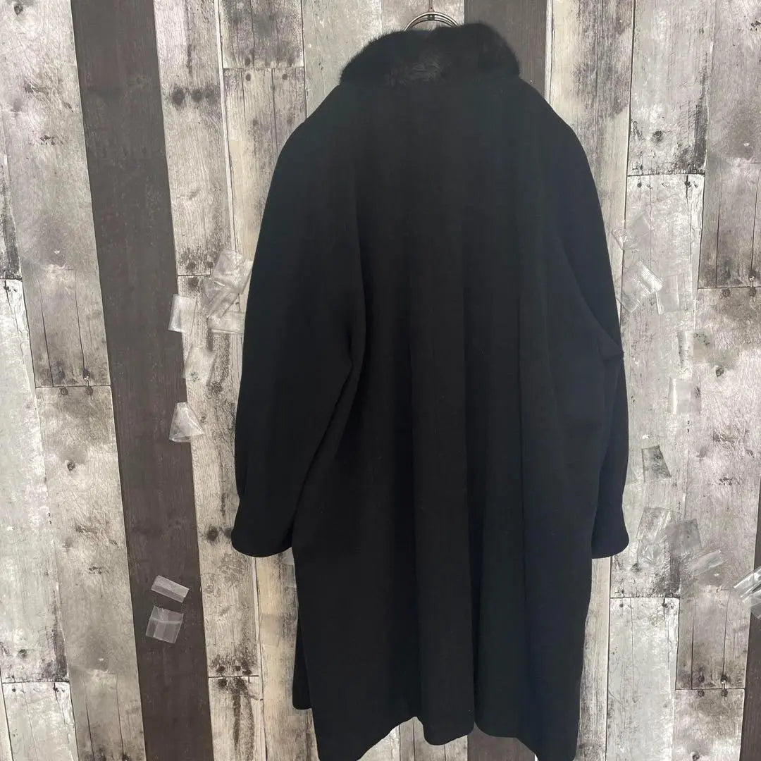 Cashmere wool coat, long size 11, L, black, wings, outerwear