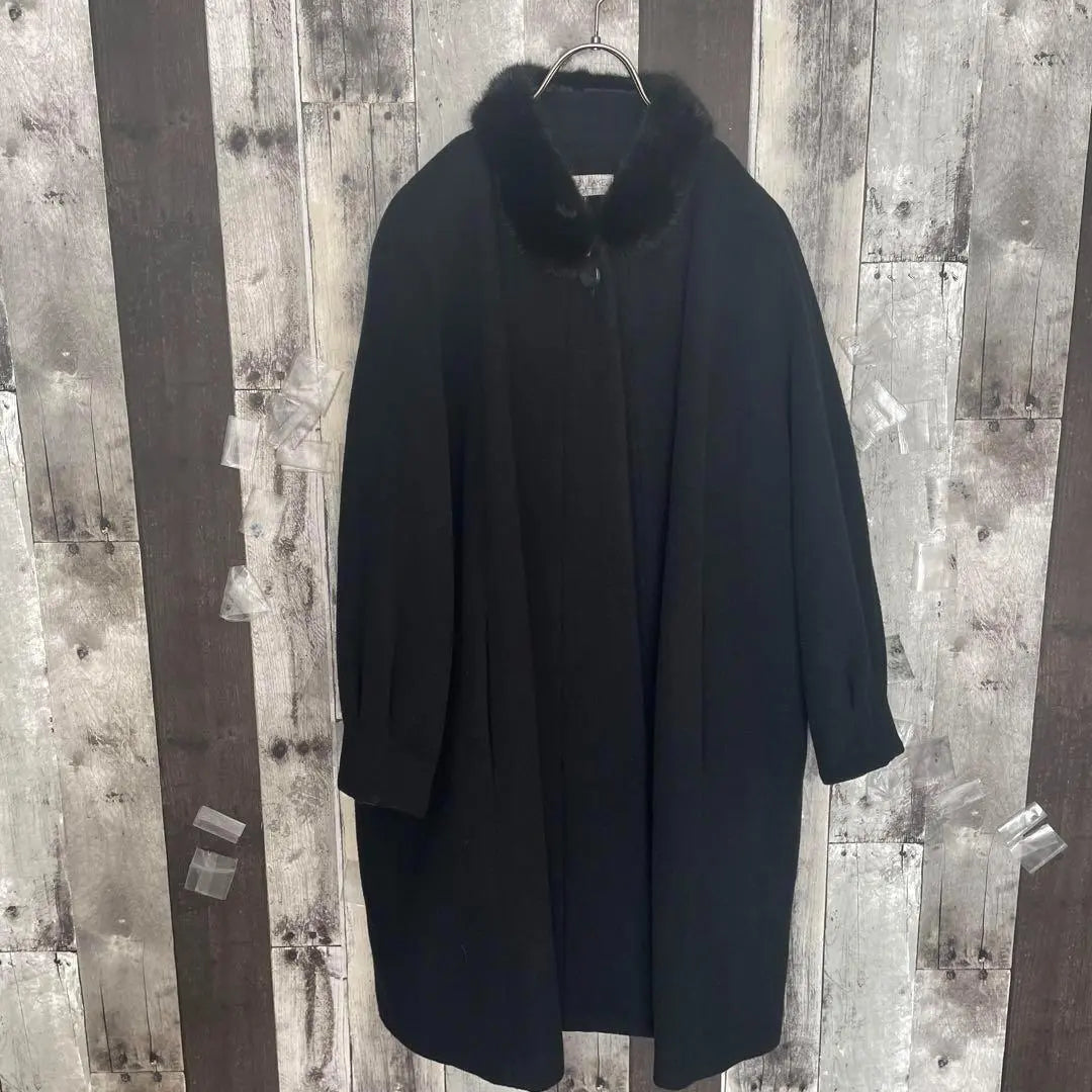 Cashmere wool coat, long size 11, L, black, wings, outerwear