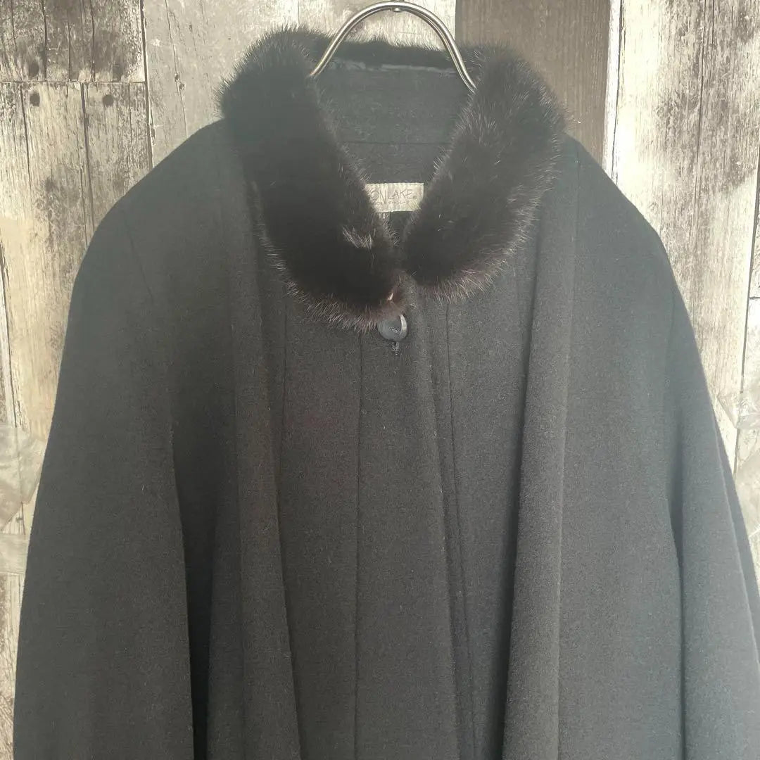 Cashmere wool coat, long size 11, L, black, wings, outerwear