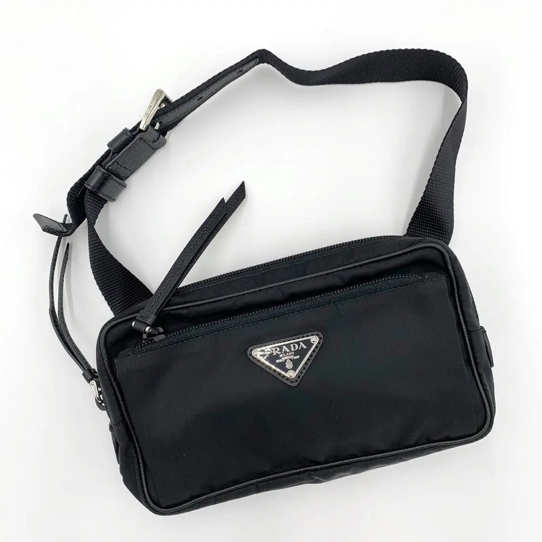 Extremely beautiful current Prada body bag triangular logo nylon Saffiano men's