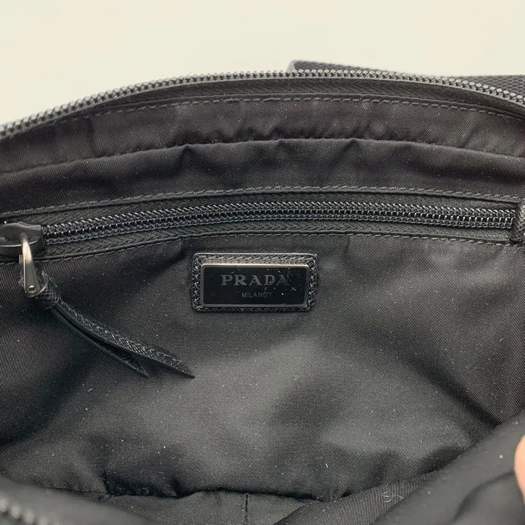 Extremely beautiful current Prada body bag triangular logo nylon Saffiano men's