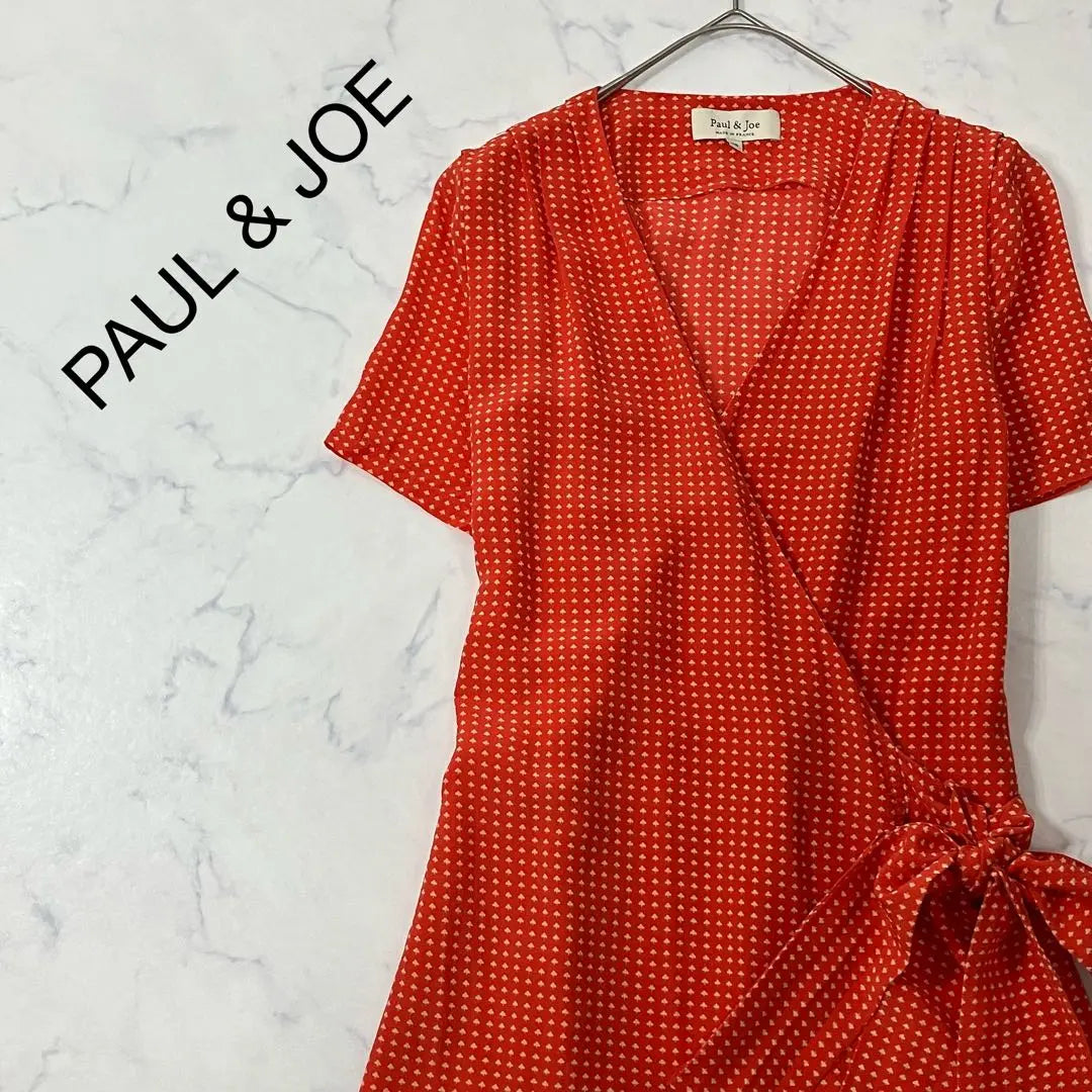 PAUL & JOE France-made short sleeve wrap knee length dress 38