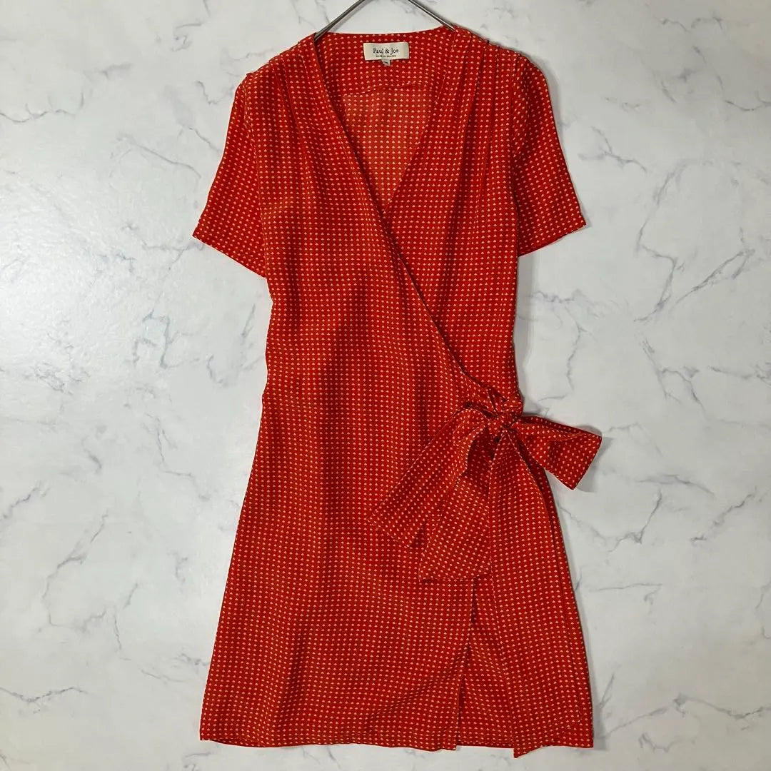 PAUL & JOE France-made short sleeve wrap knee length dress 38