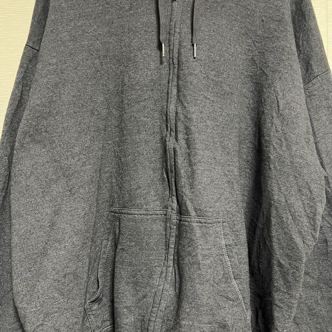 [Envío el mismo día] Sudadera con capucha y cremallera completa Hanes Plain de los años 00 en gris carbón