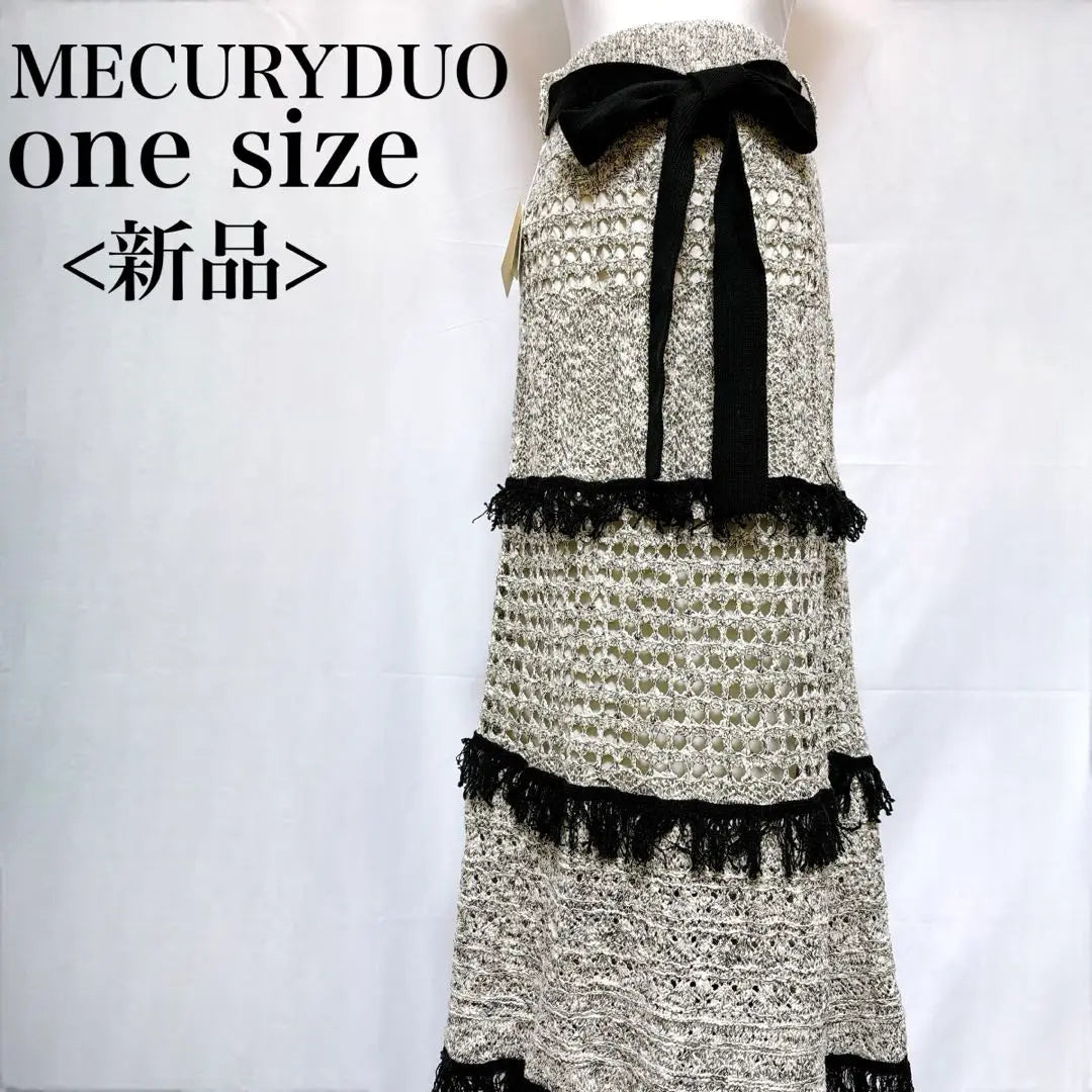 New Mercury Duo Fringe Wrapped Skirt Long Ribbon Belt Lace F | 新品 マーキュリーデュオ フリンジ巻きスカート ロング リボンベルト レース F